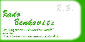 rado benkovits business card